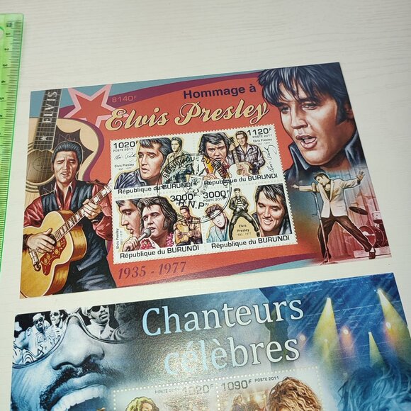 Music Lot 2 Stamp Mini Sheets Famous Singers Elvis Presley Frame Art Collection - Picture 4 of 5